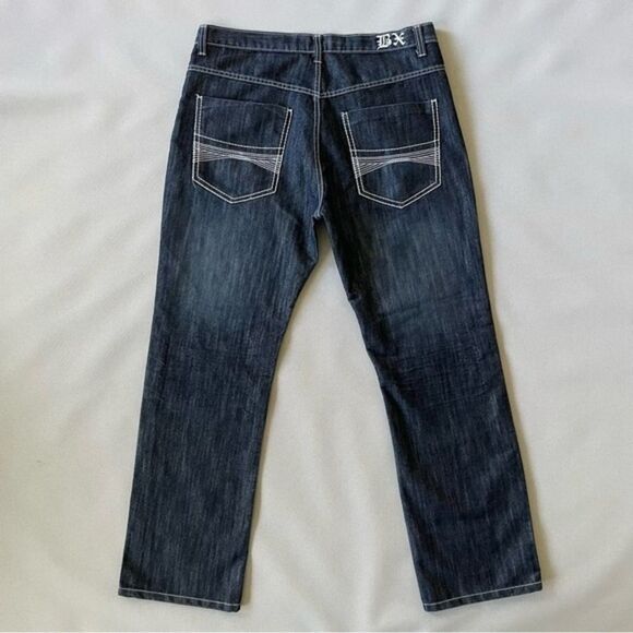 BX Brooklyn Xpress Y2K Vintage Thick Stitched Dark Denim Jeans Men’s Size 36x32 - Picture 1 of 10